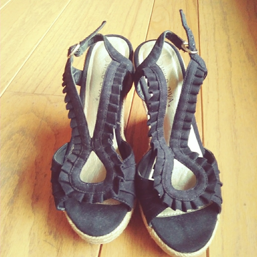Black Cork Wedges